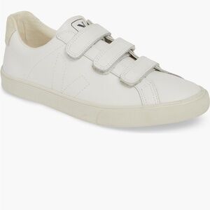 Veja White Leather Velcro Low-Top Sneakers